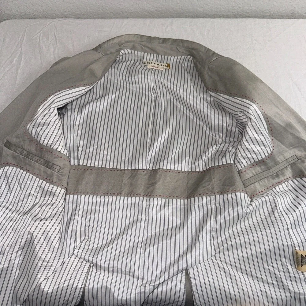 Alice +‎ Olivia Blazer Jacket XS Tan Preppy Cotton Notch Lapel Single Breasted